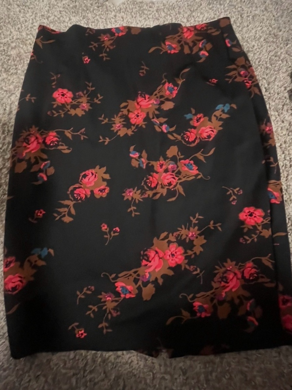 Lane Bryant Black Pencil Skirt with Red Floral Print